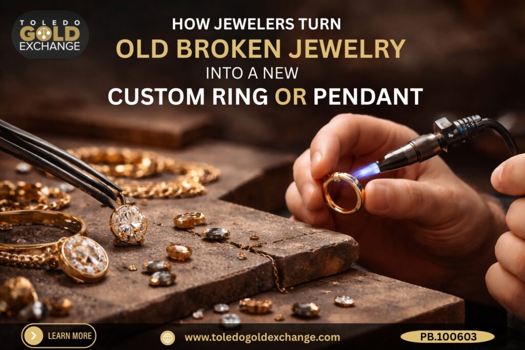 Jewellers Can Take Your Old Broken Jewelry, Melt It, and Turn It into a New Custom Ring or Pendants